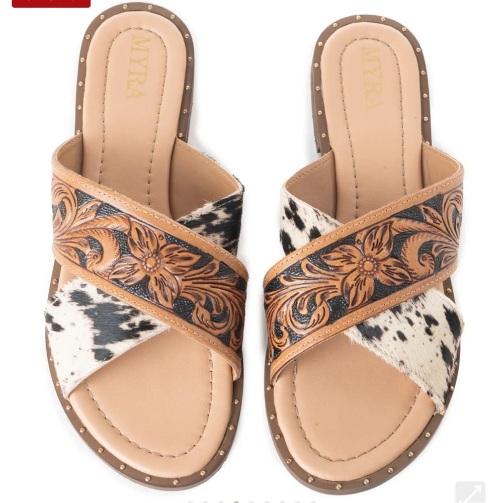 Myra Women's Western Hand-Tooled Sandals